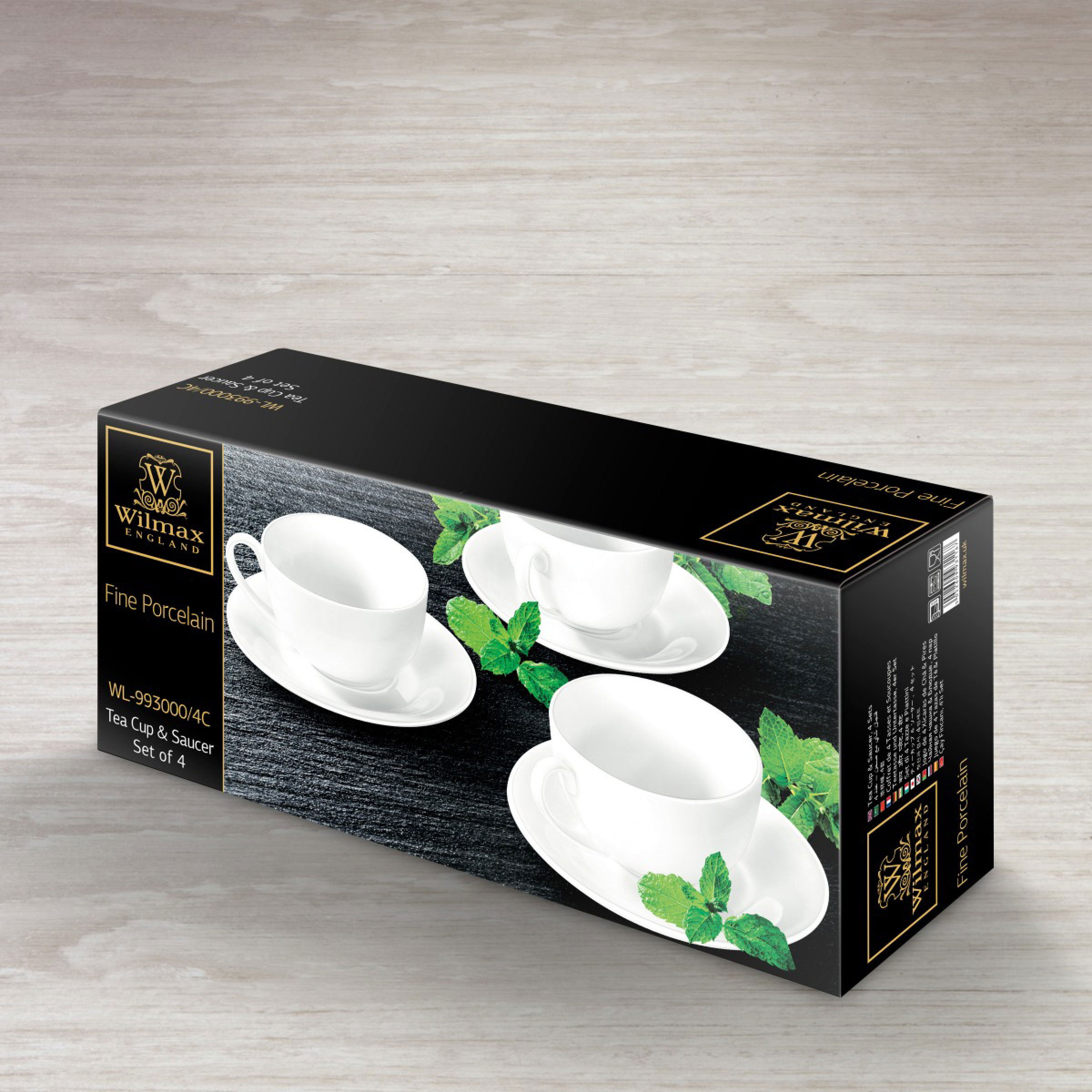 Tea Cup Saucer Set Of 4 In Colour Box WL 993000 4C By Wilmax England