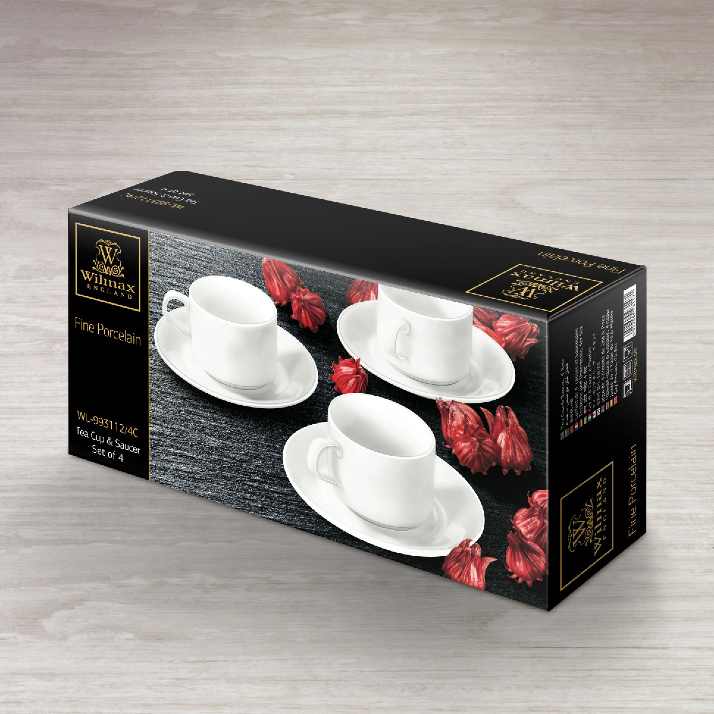 Tea Cup Saucer Set Of 4 In Colour Box WL 993112 4C By Wilmax England