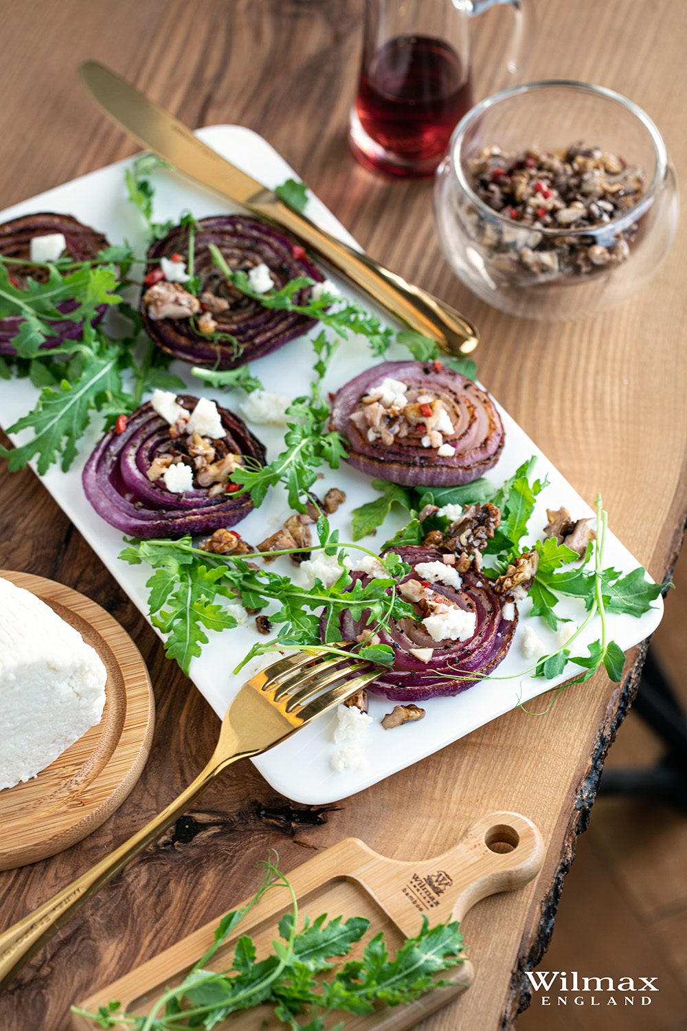 Roasted Red Onions with Walnut Salsa